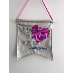 Stickdatei Wimpel wenden "Lächeln Willkommen"